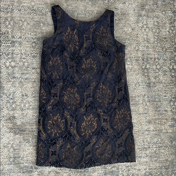 LOFT Dresses & Skirts - LOFT Navy and Gold Brocade Dress